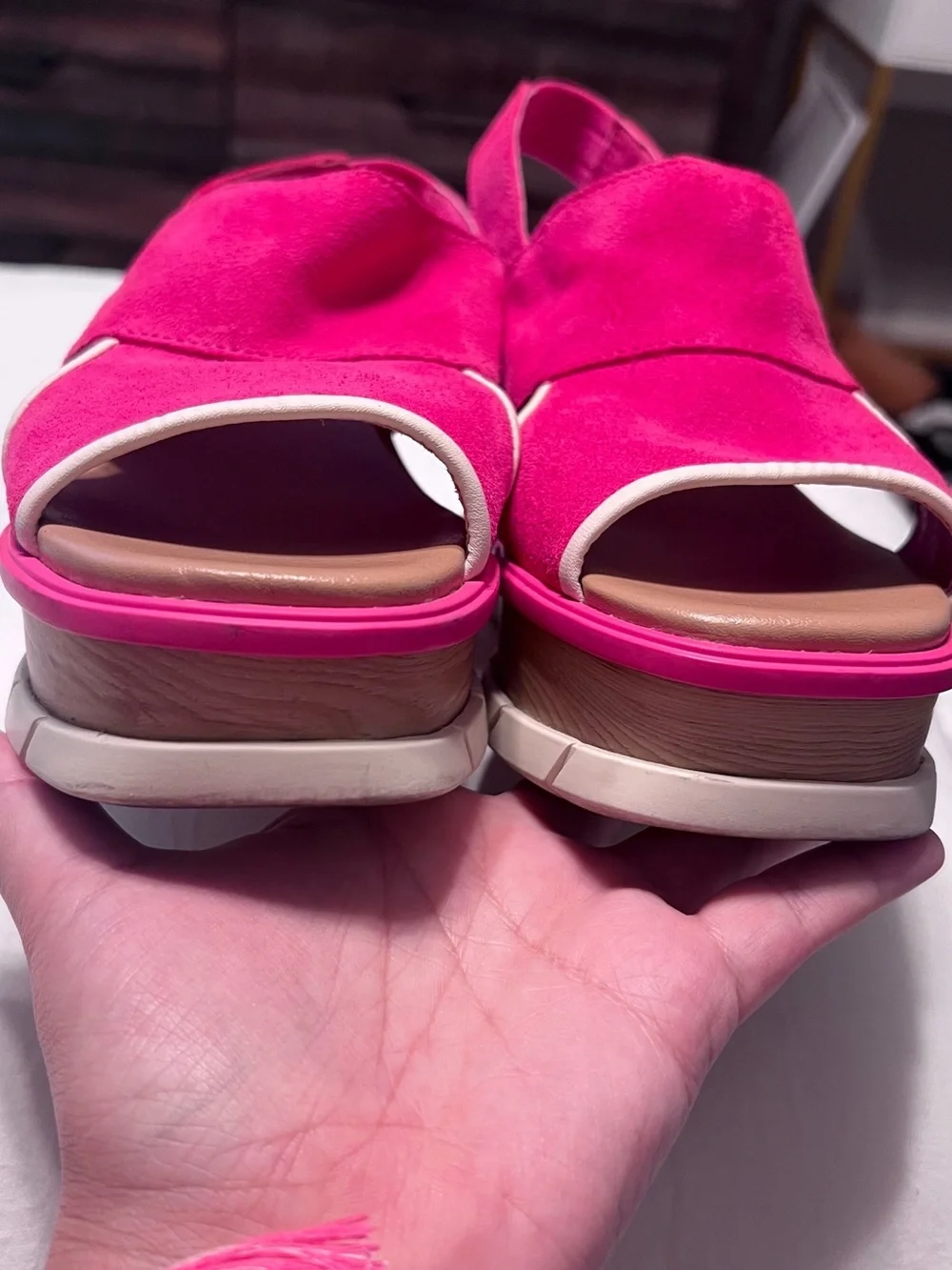 Sorel Joanie III Slingback Wedge Sandals in Fuchsia Fizz/Chalk | Women’s 8